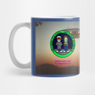 Cool Alien Couple Visiting for World UFO Day Mug